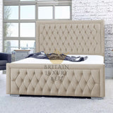 Bumperbar Plush Velvet Upholstered Bed Frame with Ottoman Storage Options