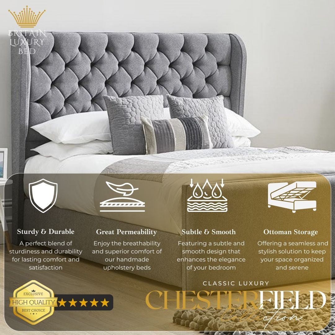 Omega Wing Upholstered Bed