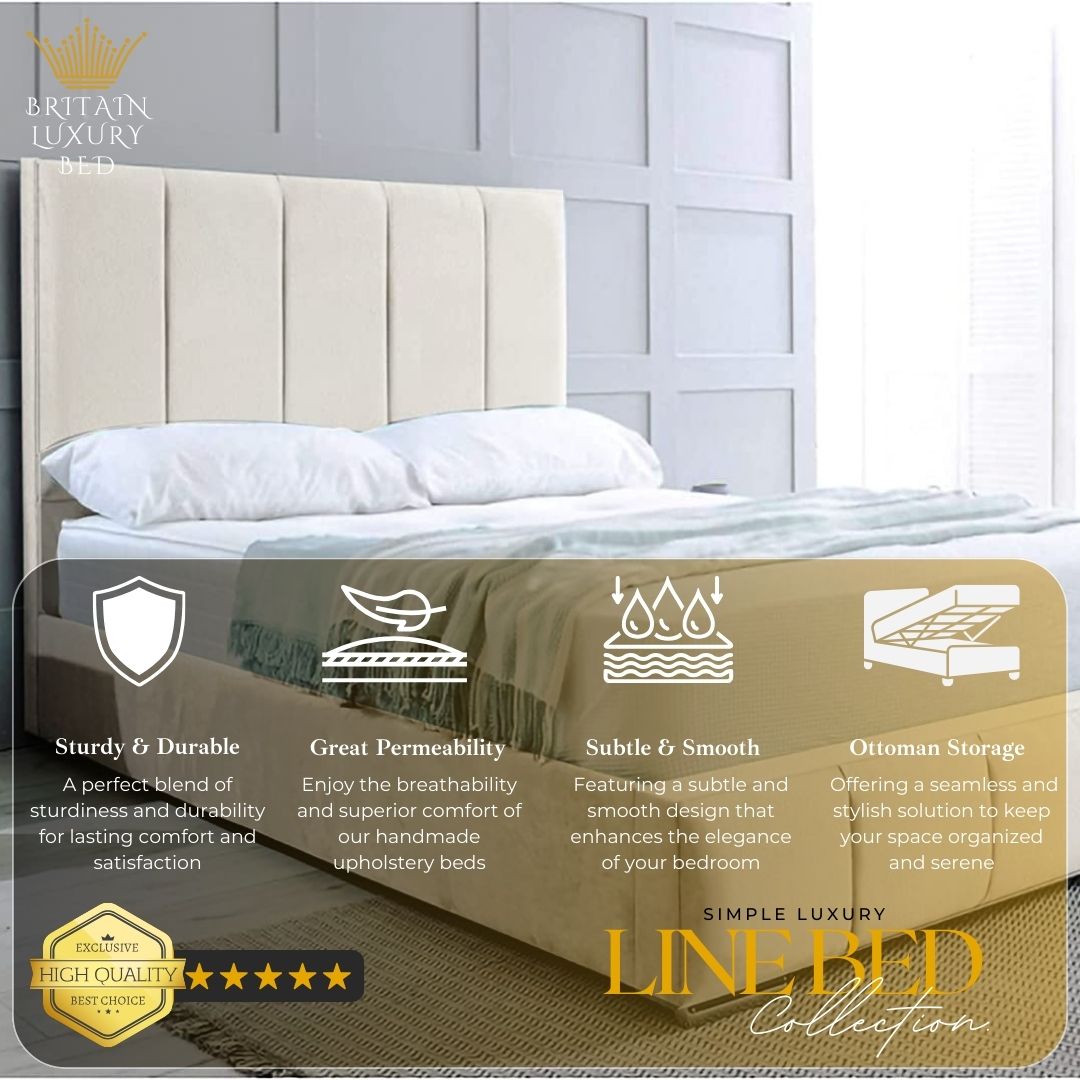 Britainsleep Edelmann Upholstered Ottoman Storage Bed Frame | Double | Single | Small Double | KingSize | Super King Size Bed