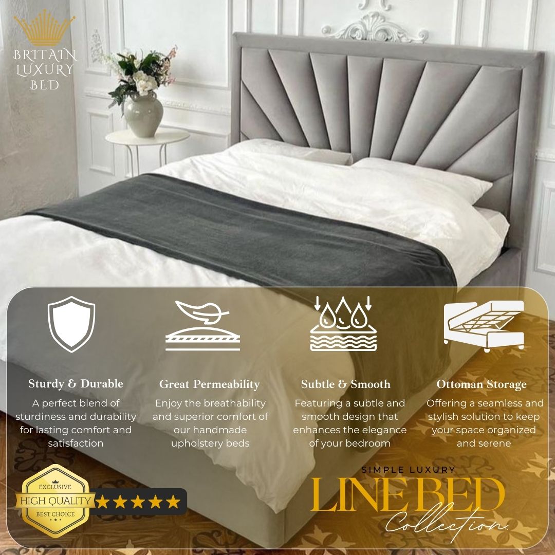 Britainsleep Bolster Upholstered Ottoman Storage Bed Frame | Double | Single | Small Double | KingSize | Super King Size Bed